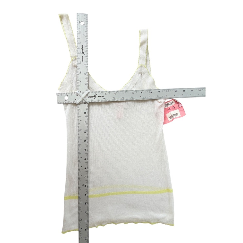Frenchi Ribbed Tank Top Womens XS White Yellow Cotton Camisole - Picture 8 of 8